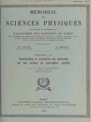 cover image of Condensation et adsorption des molécules sur une surface en atmosphère raréfiée